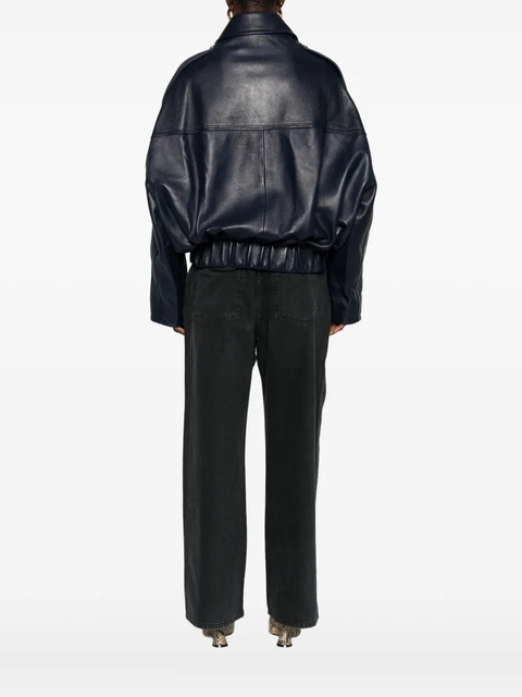 KHAITE leather zip-up bomber jacket - Blue - zdjęcie produktu nr 2
