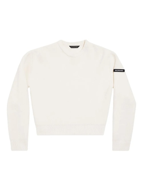 Balenciaga logo-patch stretch-wool jumper - White - zdjęcie produktu nr 1