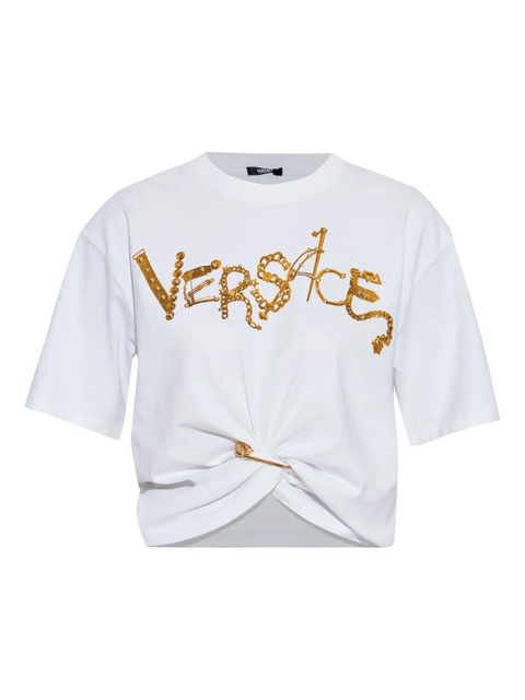 Versace embellished knot-detail T-shirt - White - zdjęcie produktu nr 1
