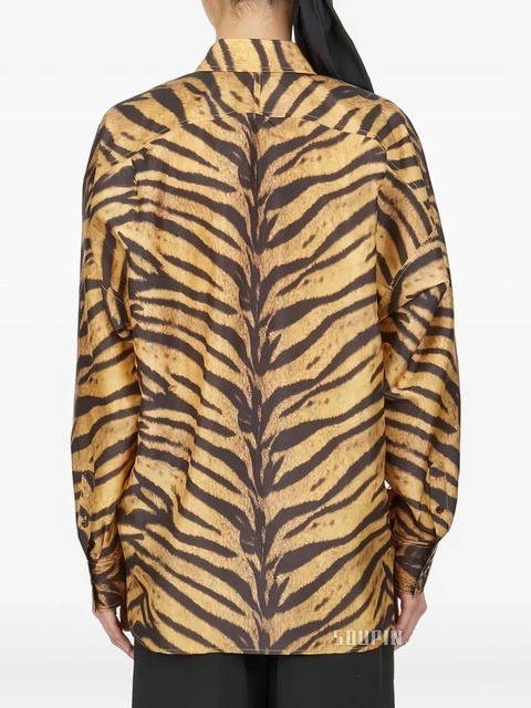 Ferragamo tiger-print long-sleeved shirt - Yellow - zdjęcie produktu nr 2