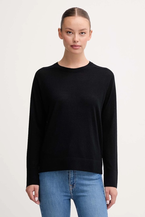 United Colors of Benetton sweter wełniany damski kolor czarny lekki 11AHD10CV - zdjęcie produktu nr 1