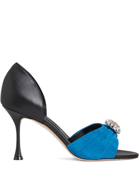 Manolo Blahnik 90mm Ansak ruched-detail sandals - Blue - zdjęcie produktu nr 1