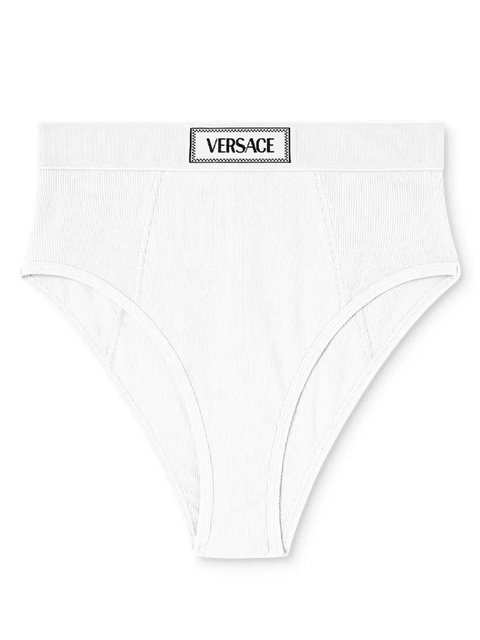 Versace logo-waistband fine-ribbed briefs - White - zdjęcie produktu nr 1