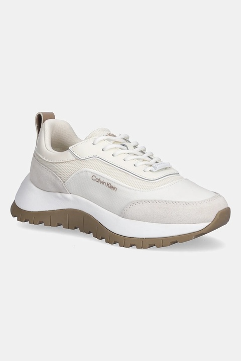 Calvin Klein sneakersy RUNNER LACE UP MESH MIX damskie kolor beżowy HW0HW02487 - zdjęcie produktu nr 1