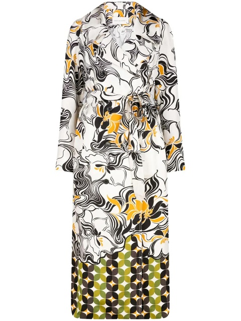 DRIES VAN NOTEN double-breasted swirl-print coat - Neutrals - zdjęcie produktu nr 1