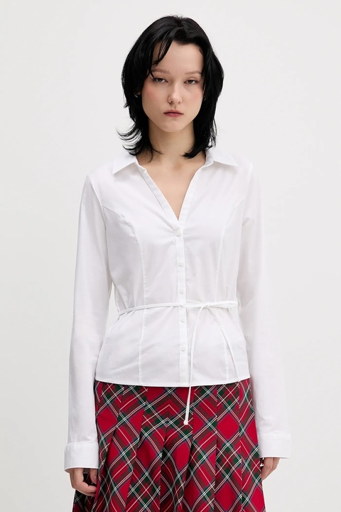 Hollister Co. koszula damska kolor biały slim z kołnierzykiem klasycznym KI340-5442 - zdjęcie produktu nr 1