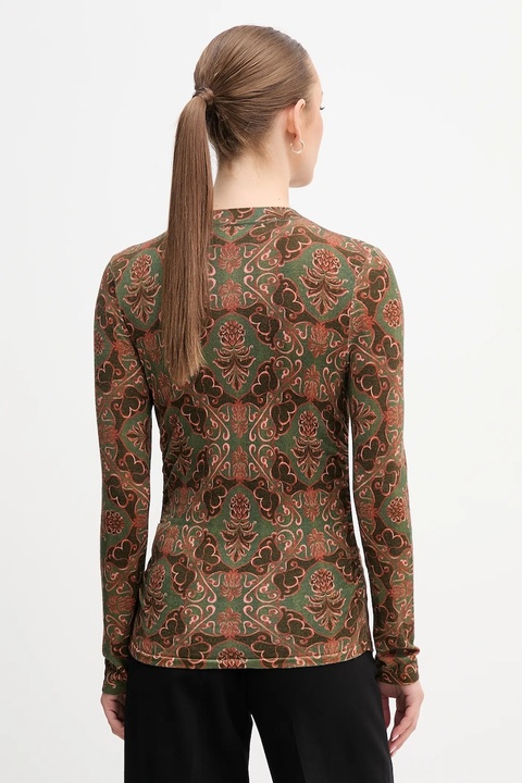 Barbour sweter wełniany x Farm Rio damski kolor zielony lekki LKN1718 - zdjęcie produktu nr 2