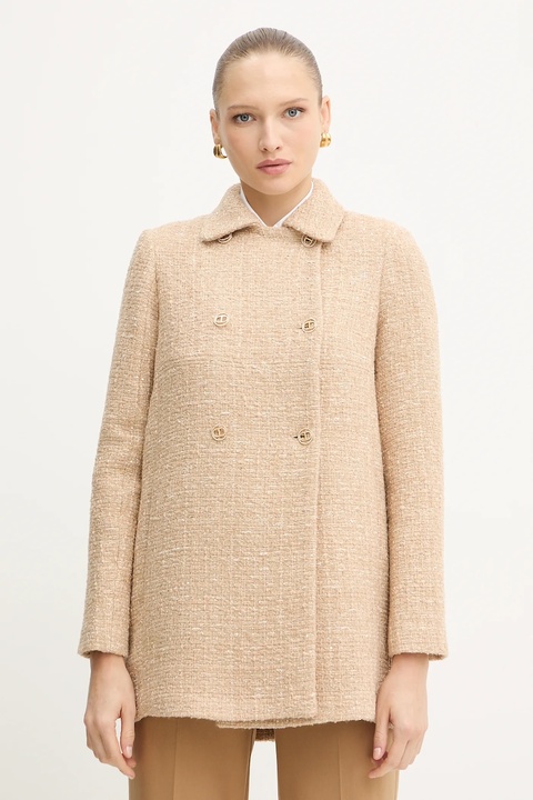Twinset płaszcz z wełną kolor beżowy 252TP2141 - zdjęcie produktu nr 1