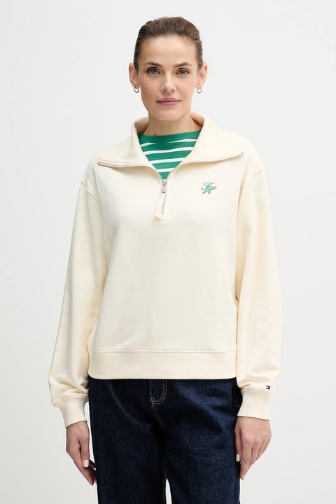 Tommy Hilfiger bluza damska kolor beżowy z aplikacją WW0WW49470 - zdjęcie produktu nr 1