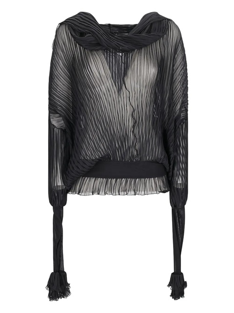 Blumarine pleated ruffled blouse - Black - zdjęcie produktu nr 1