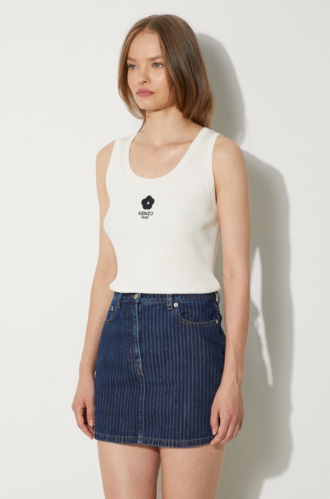 Kenzo top Boke 2.0 Rib Tank Top damski kolor beżowy FE62PU4733LG.01 - zdjęcie produktu nr 2