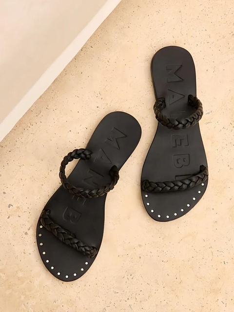 Manebi braided leather sandals - Black - zdjęcie produktu nr 2