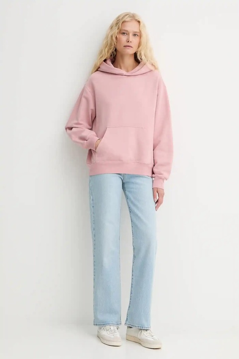 Levi's bluza bawełniana damska kolor różowy z kapturem gładka A8790 - zdjęcie produktu nr 2
