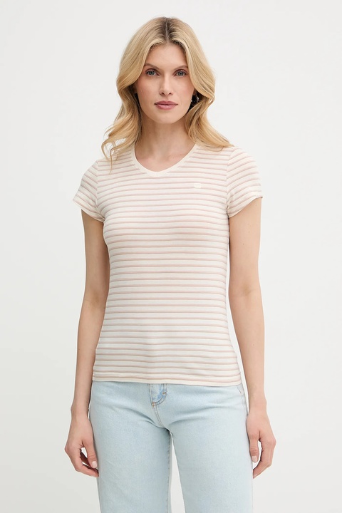 G-Star Raw t-shirt bawełniany damski kolor beżowy - zdjęcie produktu nr 1
