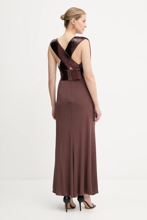 Herve Leger sukienka Lucille kolor brązowy maxi prosta SEJ8524861 - zdjęcie produktu nr 2