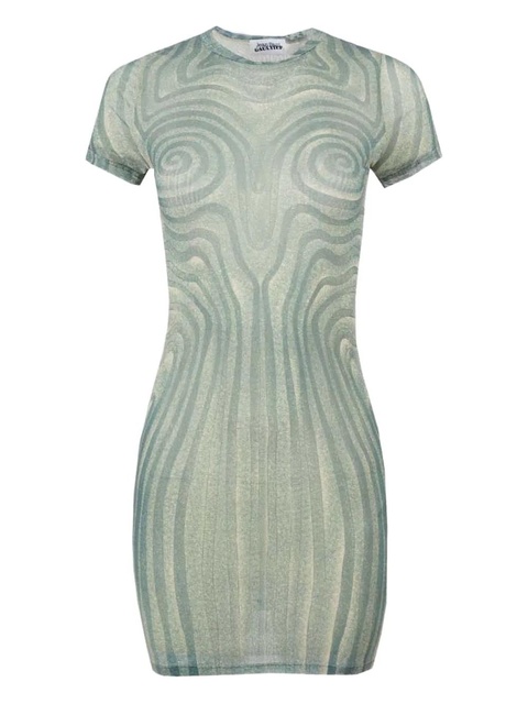Jean Paul Gaultier spiral-print mesh dress - Blue - zdjęcie produktu nr 2