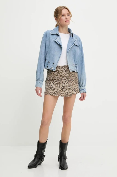 Answear.LAB spódnicospodnie jeansowe damskie kolor beżowy wzorzyste high waist - zdjęcie produktu nr 2