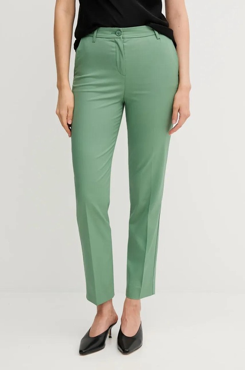 United Colors of Benetton spodnie damskie kolor zielony fason cygaretki high waist 40FADF08U - zdjęcie produktu nr 1