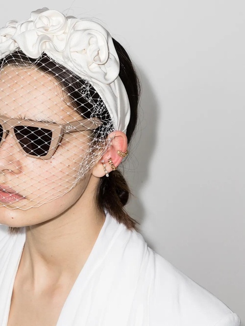 Jennifer Behr Triple Rosette veil headband - White - zdjęcie produktu nr 2