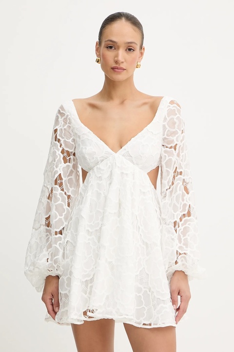 Bardot sukienka bawełniana kolor biały mini rozkloszowana 59858DB1 - zdjęcie produktu nr 1