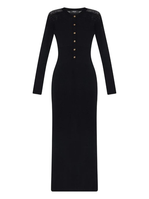 Versace lace-insert button-front midi dress - Black - zdjęcie produktu nr 1