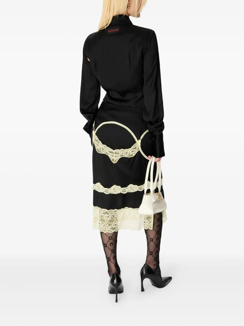 Marine Serre lace-panelled satin skirt - Black - zdjęcie produktu nr 2
