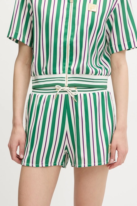 Fila szorty Lassance damskie kolor zielony wzorzyste high waist FAW1002 - zdjęcie produktu nr 1