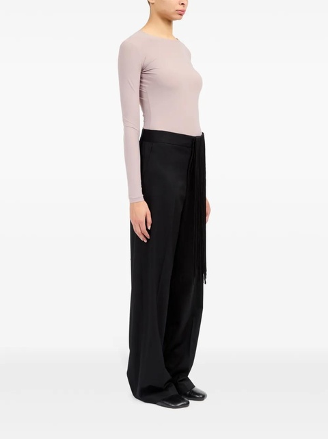 MM6 Maison Margiela fringe-detailing flared trousers - Black - zdjęcie produktu nr 2