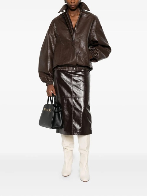 The Frankie Shop Prescott grained faux leather jacket - Brown - zdjęcie produktu nr 1