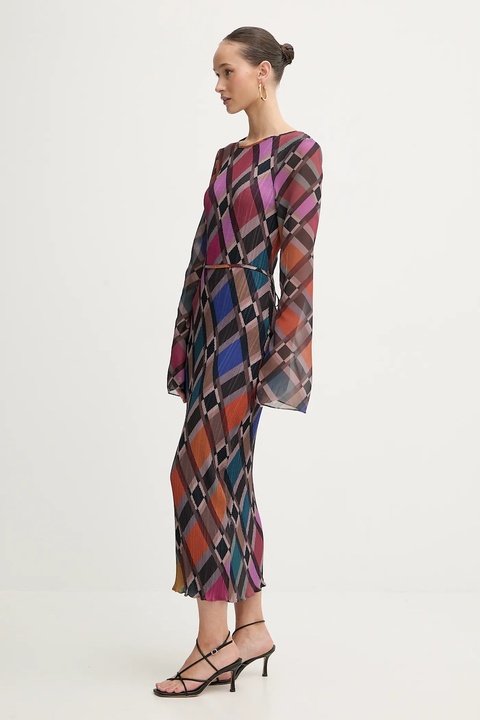 Never Fully Dressed sukienka kolor brązowy midi prosta NFDDR3029 - zdjęcie produktu nr 1