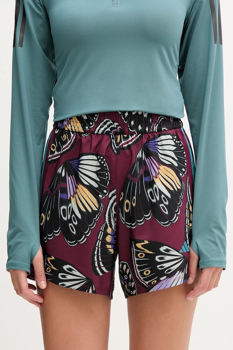 adidas Performance szorty treningowe x Farm Rio damskie kolor bordowy wzorzyste high waist JL7005 - zdjęcie produktu nr 1
