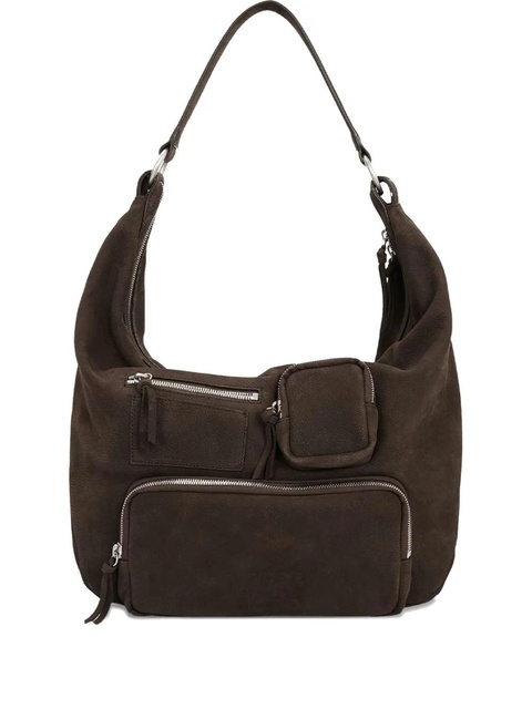 Marge Sherwood City zipped pocketed suede shoulder bag - Brown - zdjęcie produktu nr 1