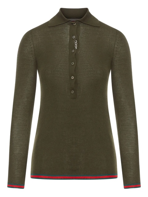 Gucci ribbed polo top - Green - zdjęcie produktu nr 1