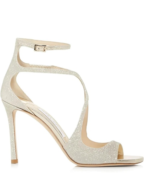 Jimmy Choo 95mm Azia glittered buckled sandals - Silver - zdjęcie produktu nr 1