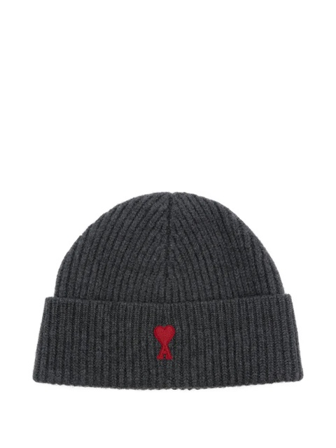 AMI Paris embroidered-logo beanie - Grey - zdjęcie produktu nr 1
