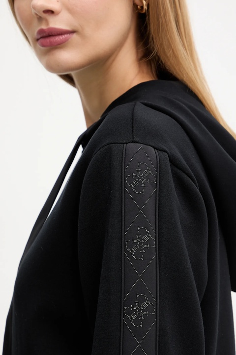 Guess bluza damska kolor czarny z kapturem z aplikacją W5YQ05 KBYE2 - zdjęcie produktu nr 2