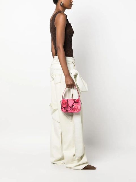 Blumarine rhinestone-logo floral-print leather tote bag - Pink - zdjęcie produktu nr 2