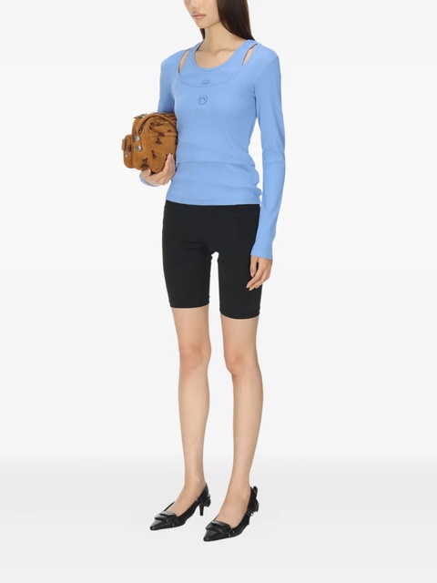 Marine Serre moon-logo round-neck top - Blue - zdjęcie produktu nr 2