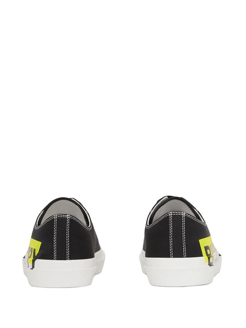 Burberry logo-print topstitched sneakers - Black - zdjęcie produktu nr 2