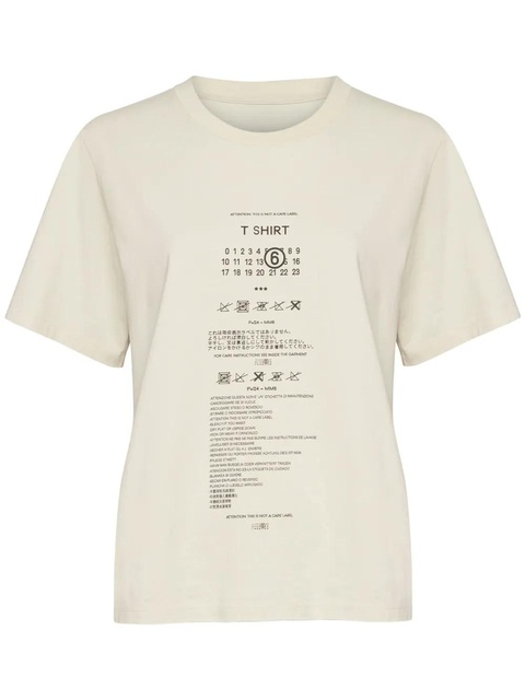 MM6 Maison Margiela Care Label-print cotton T-shirt - Neutrals - zdjęcie produktu nr 1
