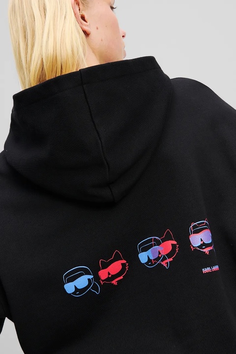 Karl Lagerfeld bluza bawełniana damska kolor czarny z kapturem z nadrukiem A2W20072 - zdjęcie produktu nr 2