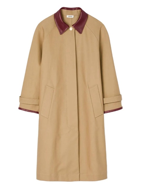 SANDRO leather-trimmed sleeves coat - Brown - zdjęcie produktu nr 1