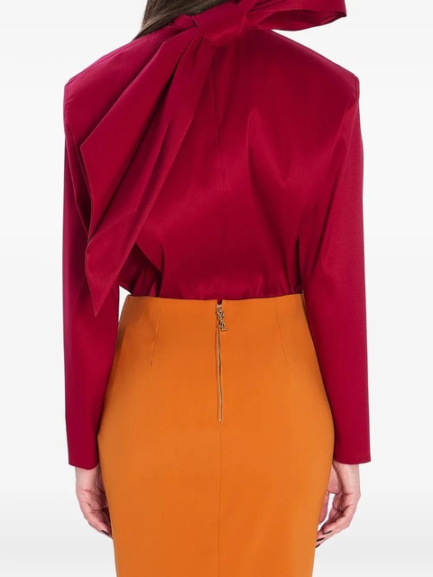 Saint Laurent tie long-sleeve top - Red - zdjęcie produktu nr 2