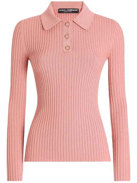 Dolce & Gabbana ribbed polo top - Pink - zdjęcie produktu nr 1