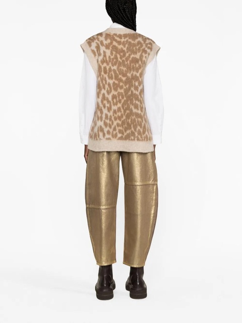 GANNI leopard-jacquard vest - Neutrals - zdjęcie produktu nr 2