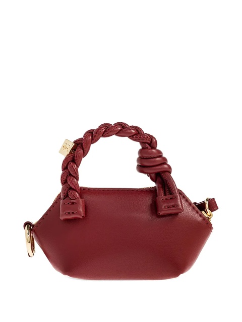 GANNI braided-handle leather tote bag - Red - zdjęcie produktu nr 2
