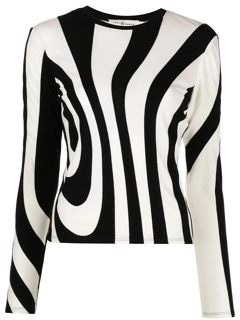 Tory Burch stripe-print long-sleeved top - White - zdjęcie produktu nr 1