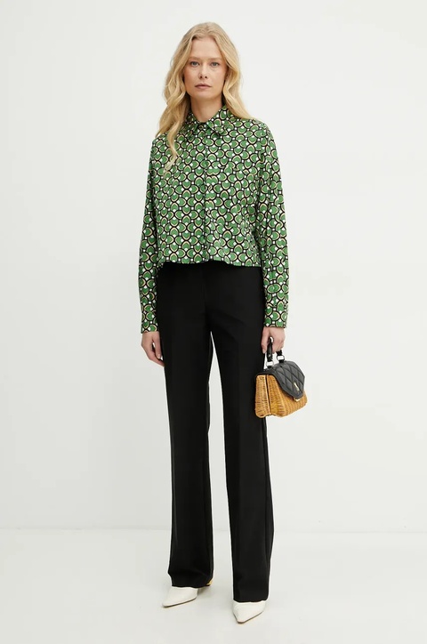 Weekend Max Mara koszula bawełniana damska kolor zielony relaxed z kołnierzykiem klasycznym 2515111112600 - zdjęcie produktu nr 2