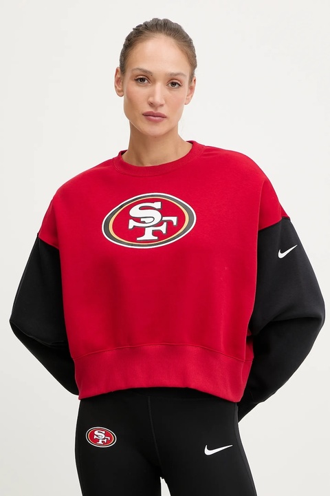 Nike bluza Oversized Crew Fleece damska kolor czerwony wzorzysta 01D7-058Y-9B-SD2 - zdjęcie produktu nr 2