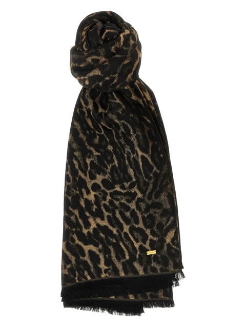 Saint Laurent leopard-print fringed scarf - Brown - zdjęcie produktu nr 1
